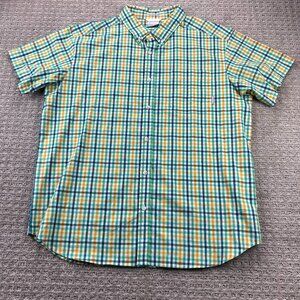 Columbia Sportswear Shirt men Extra Large XL Green Orange Checkered Button Down